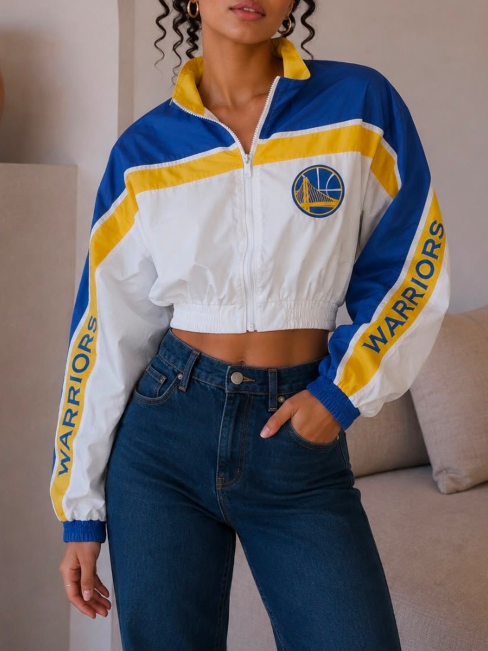 NBA Golden State Warriors cropped jacket medium